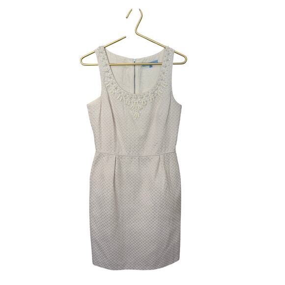 Antonio Melani Off White Beaded Textured Sleeveless Dress Size 6 EUC - Picture 2 of 13